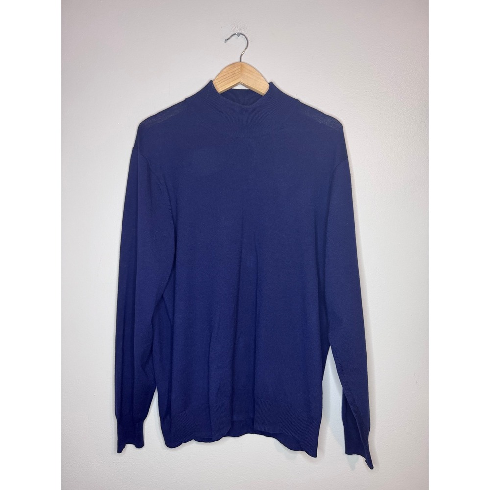 JSA Bank Merino Wool Mock Neck Sweater Black Large